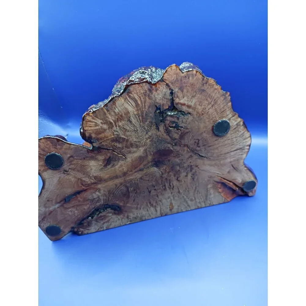 Quartz Unique Handcrafted Burl Wood Slab Rustic Table Clock With Intricate Desig